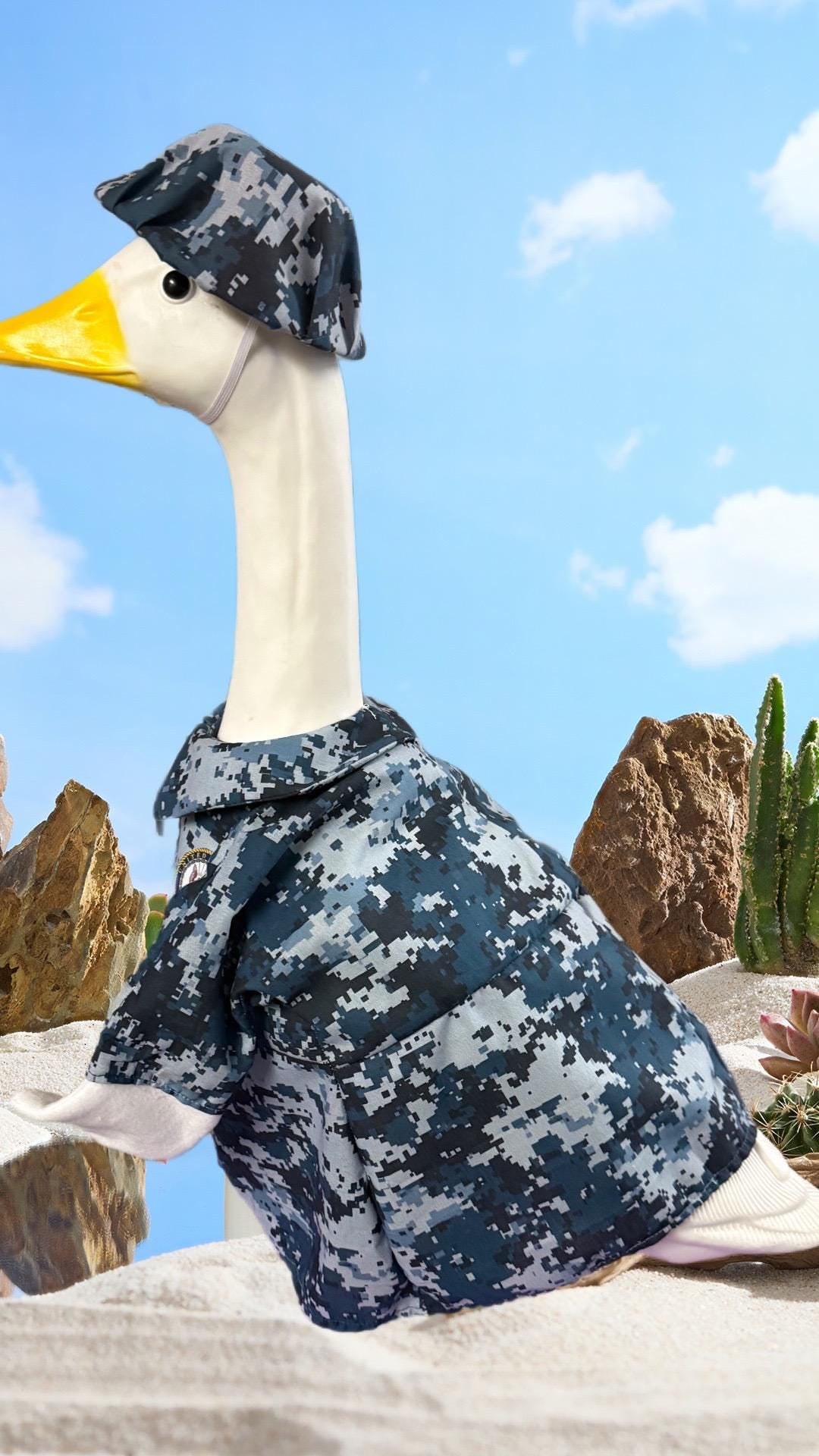 Military goose pixelated outfit