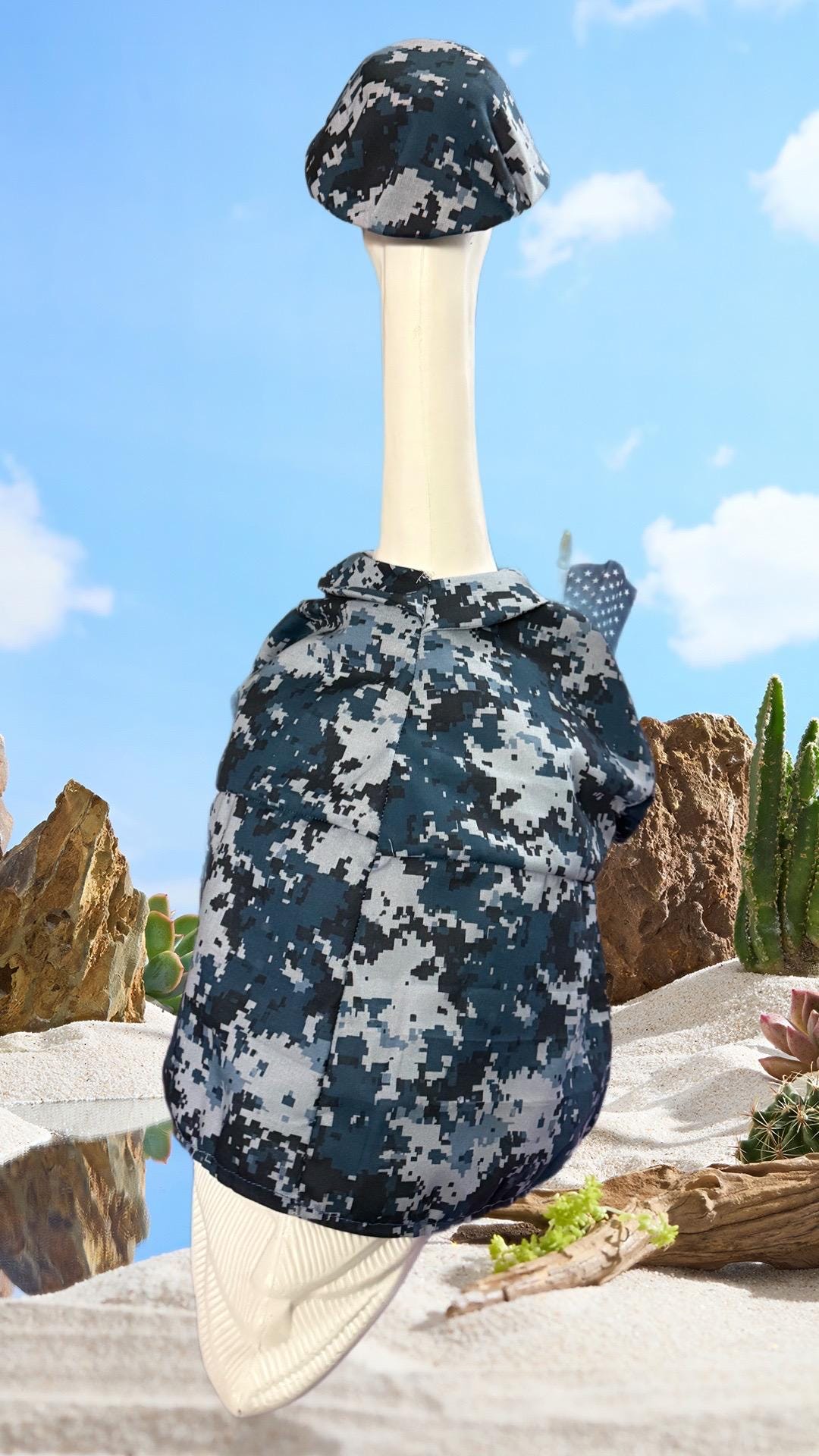 Military goose pixelated outfit